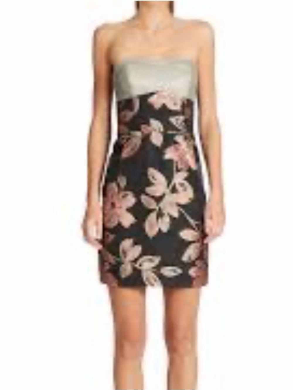 NWT A.B.S. Allen Schwartz Strapless Floral Cocktail Dress 8 $300